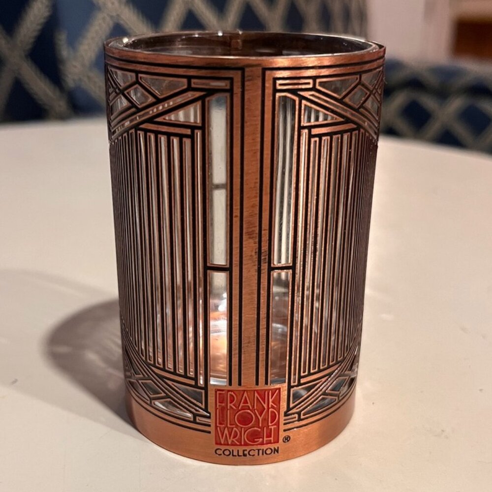 Frank Lloyd Wright Evans House Votive Candle holder brass and glass tea light